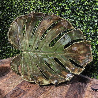 Split Leaf Philodendron Platter - Painted Bayou