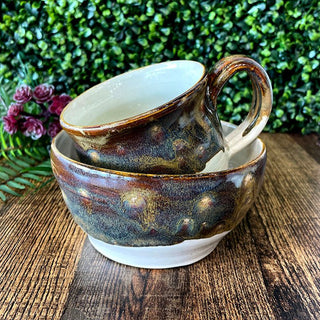Earth Tone Cereal Bowl and Coffee Mug - Painted Bayou