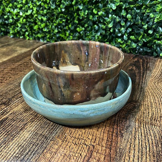 Planter with Attached Base - Painted Bayou