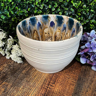 Winter Wood and Blue Peacock Bowl - Painted Bayou